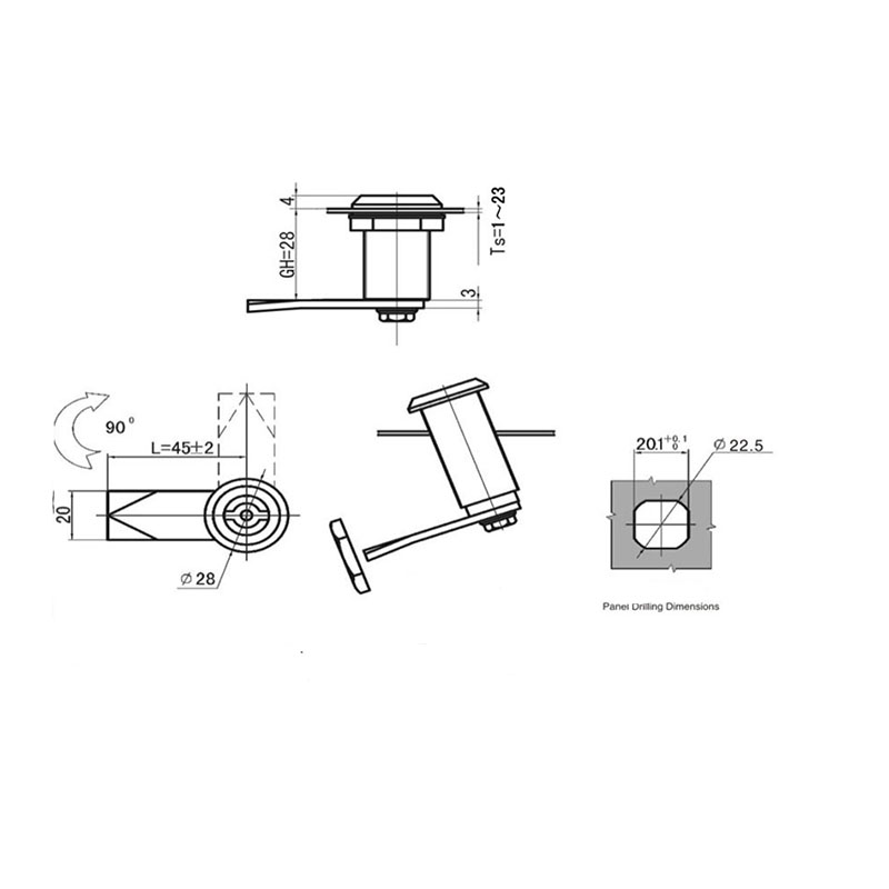 MS705-2MS-3 Замки для промышленных шкафов из нержавеющей стали MS705-2MS-3 Замки для промышленных шкафов из нержавеющей стали