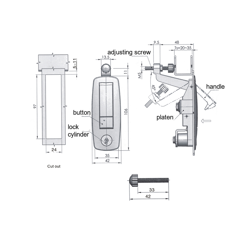 MS718 255g Регулируемые замки для шкафа компрессионного типа MS718 255g Регулируемые замки для шкафа компрессионного типа